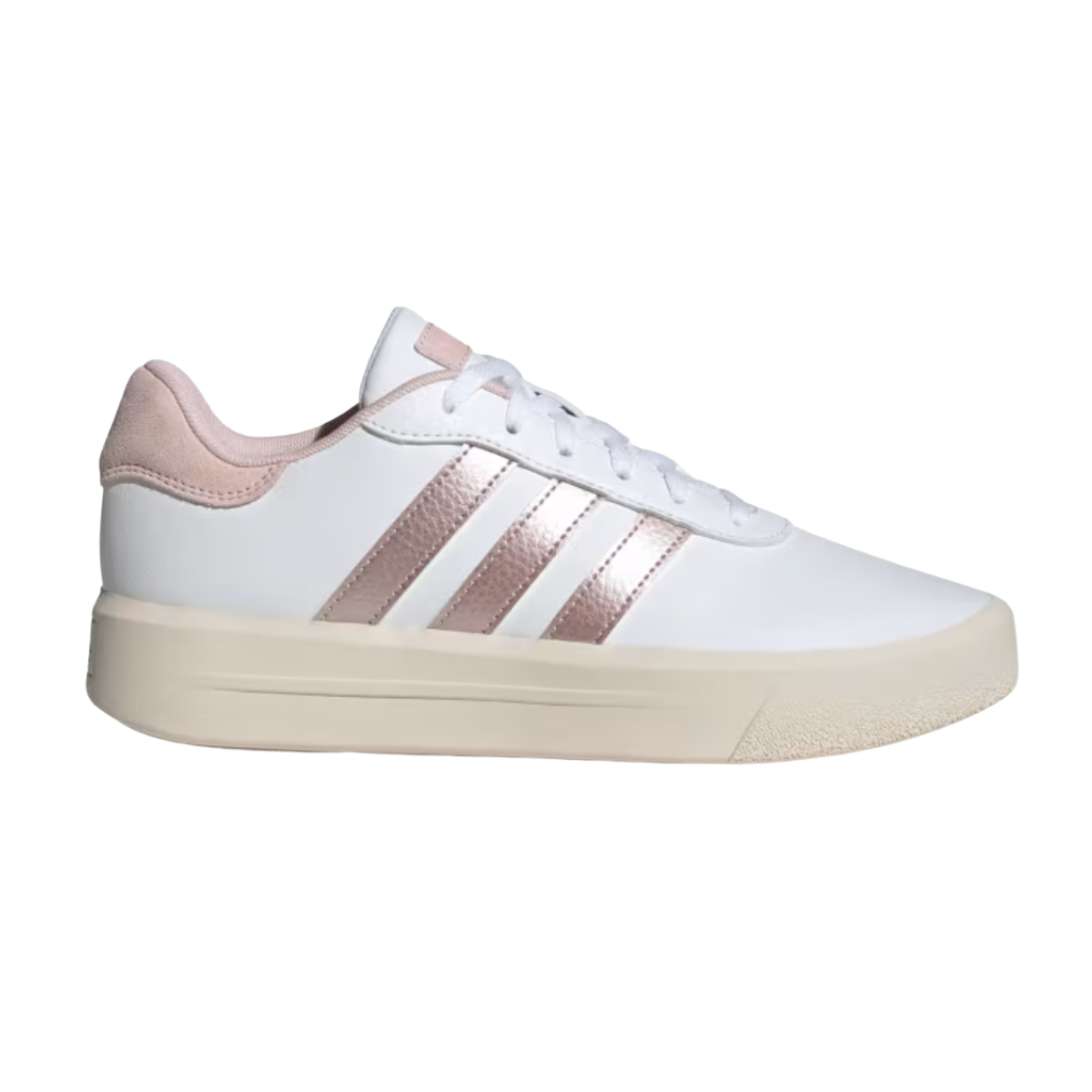 Tenis Adidas Court Platform Para Mujer - IH2398 Beige/ Blanco/Rosa Metalico