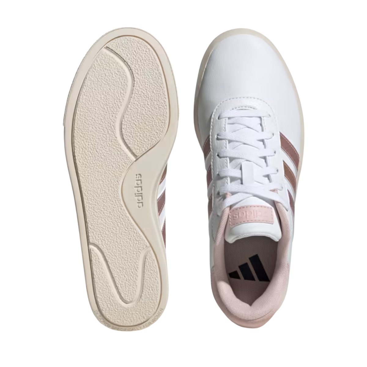 Tenis Adidas Court Platform Para Mujer - IH2398 Beige/ Blanco/Rosa Metalico