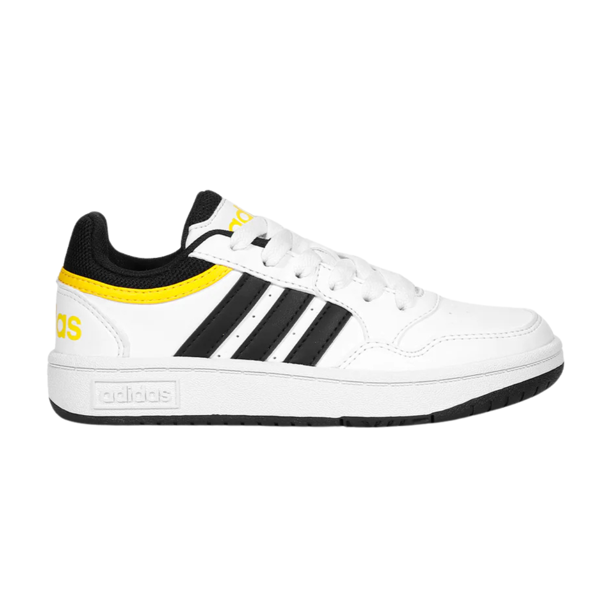 Tenis Adidas Hoops 3.0 K Unisex- IF2726  Blanco/Negro/Amarillo