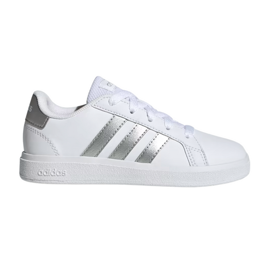 Tenis Adidas Grand Court 2.0 K Unisex- GW6506 Blanco/Plata
