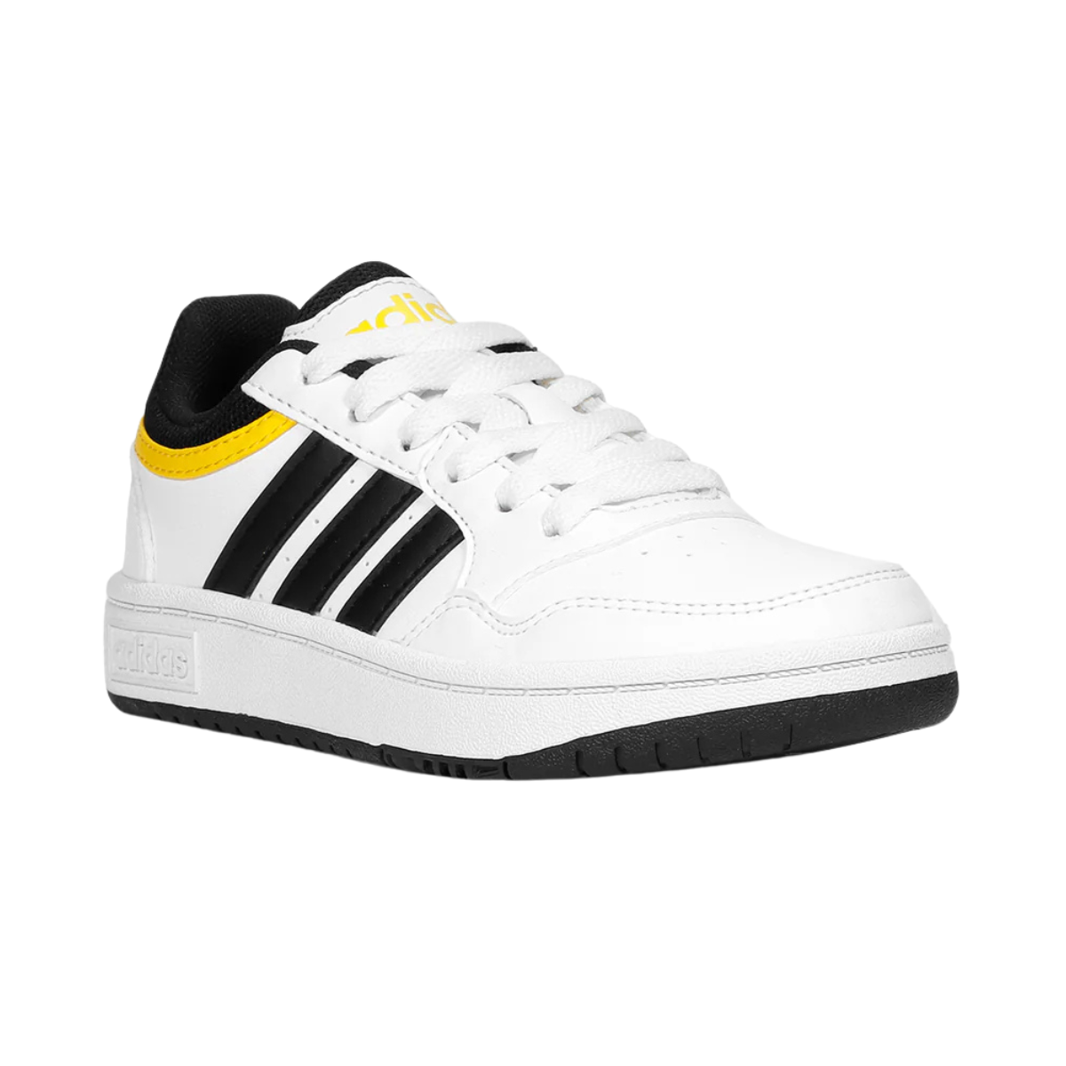 Tenis Adidas Hoops 3.0 K Unisex- IF2726  Blanco/Negro/Amarillo
