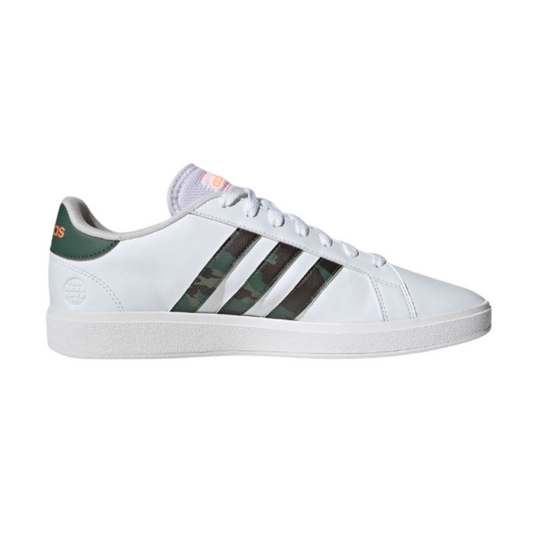 Tenis Adidas Grand Court Base 2.0 Para Hombre - HR0234 Blanco/ Camuflaje Militar