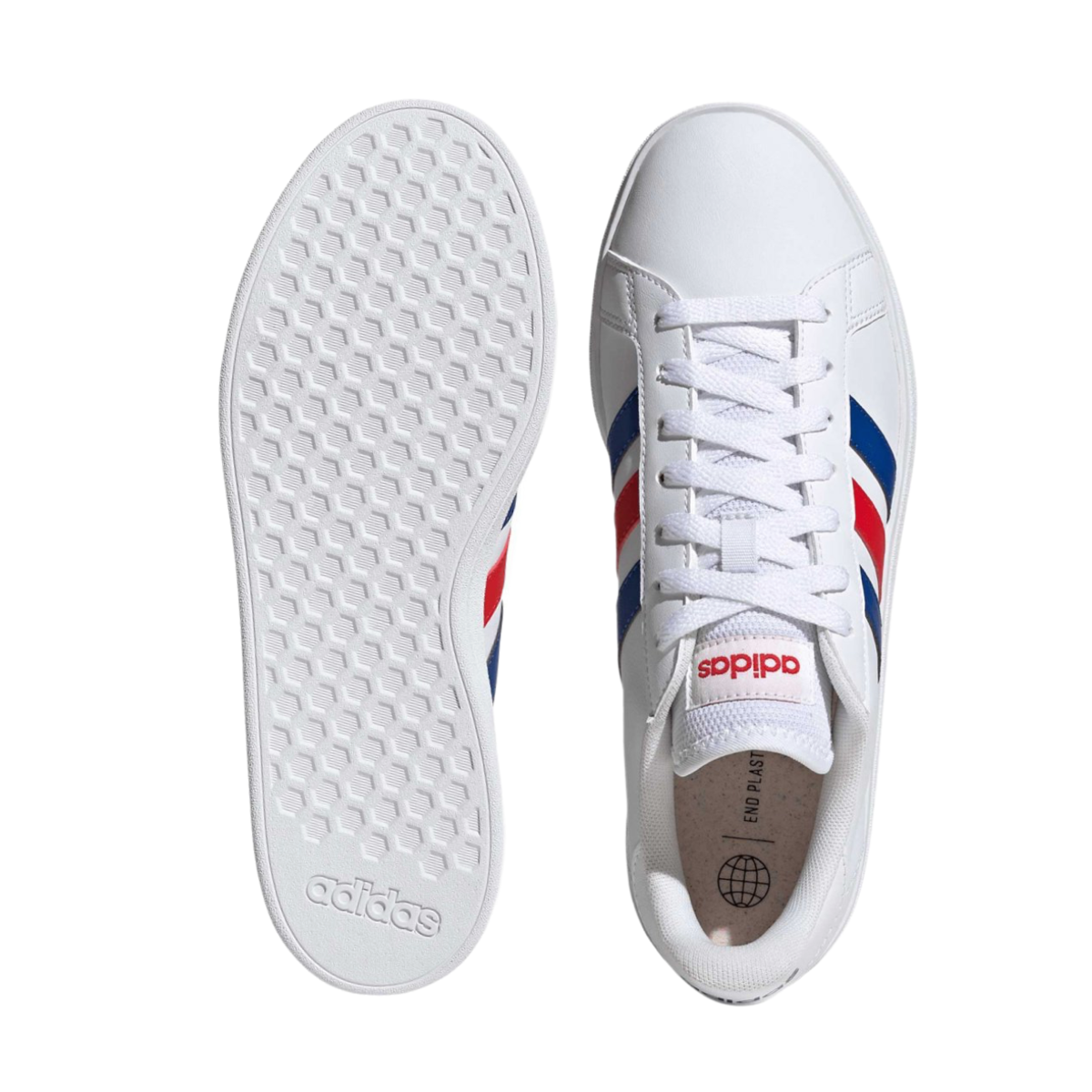 Tenis Adidas Grand Court Base 2.0 Unisex- GW9252 Blanco/Azul/Rojo