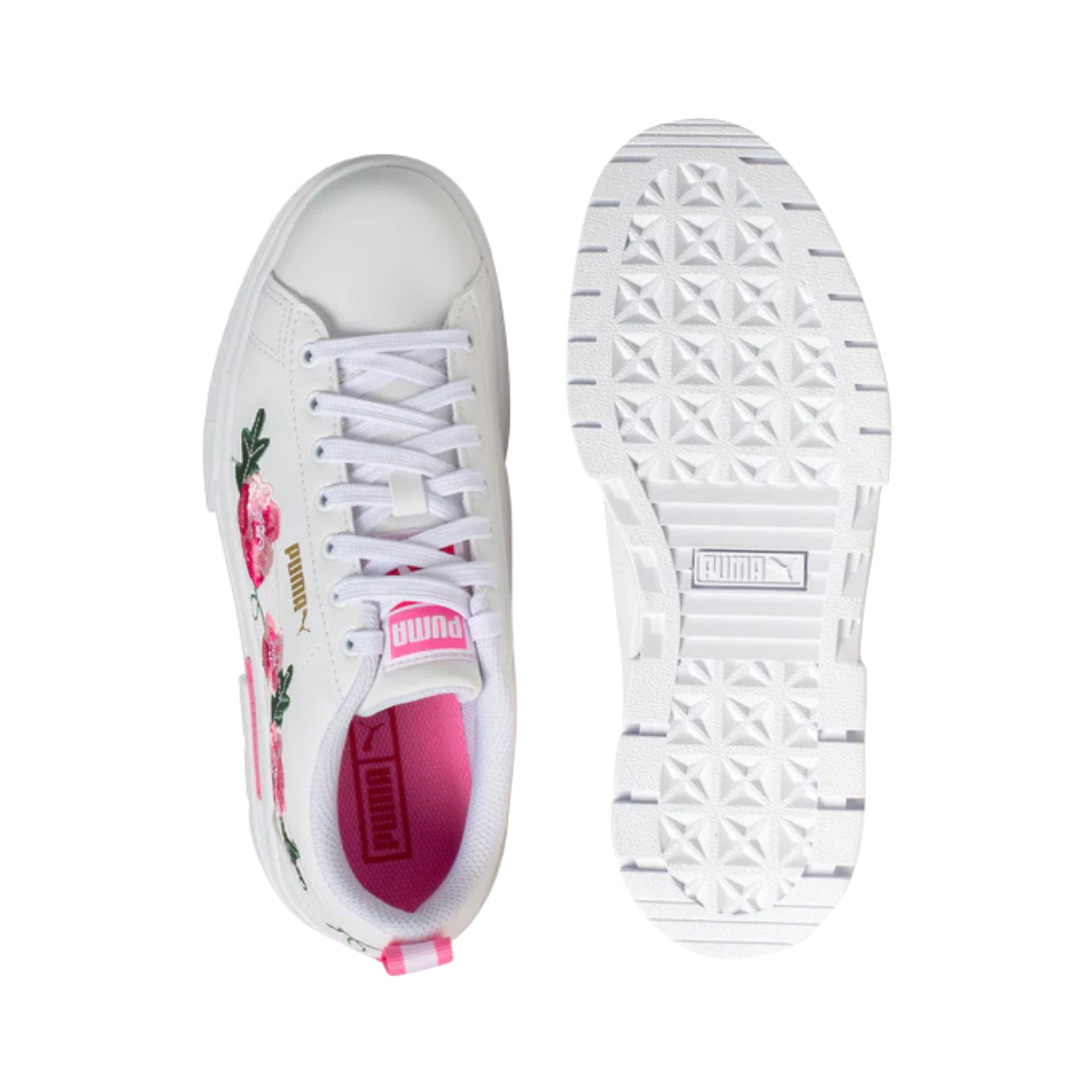 Tenis Puma Mayze Embroidery Jr Mujer - 39728101 Blancos Casuales Plataforma