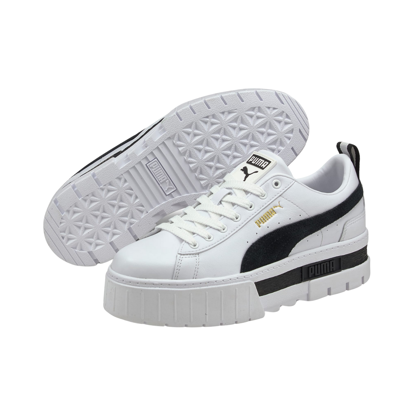 Tenis Puma Mayze Lth Urbanos Mujer - 38198301 Blanco / Negro Plataforma