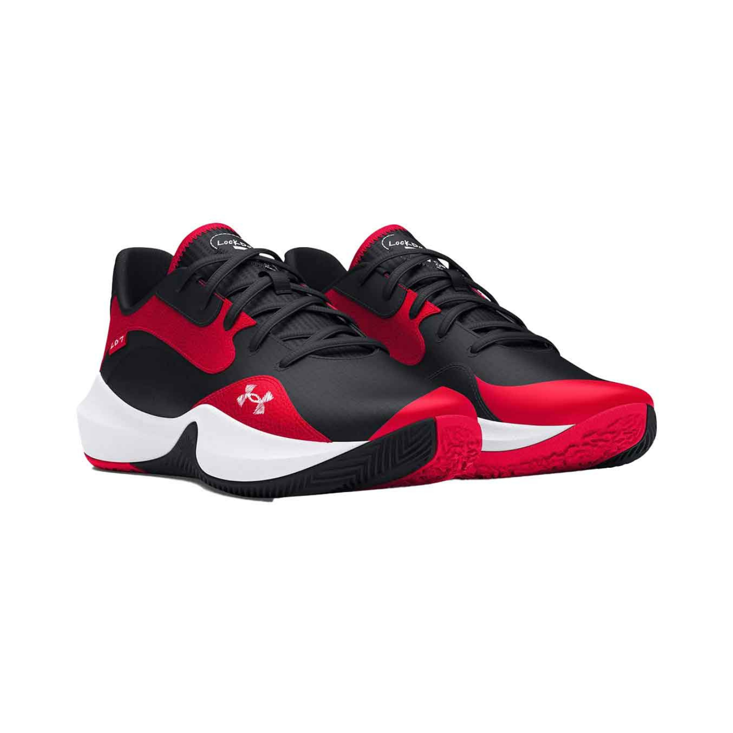 Tenis Under Armour Lockdown 7 Low Basketball Hombre- 3027646600 Rojo / Negro