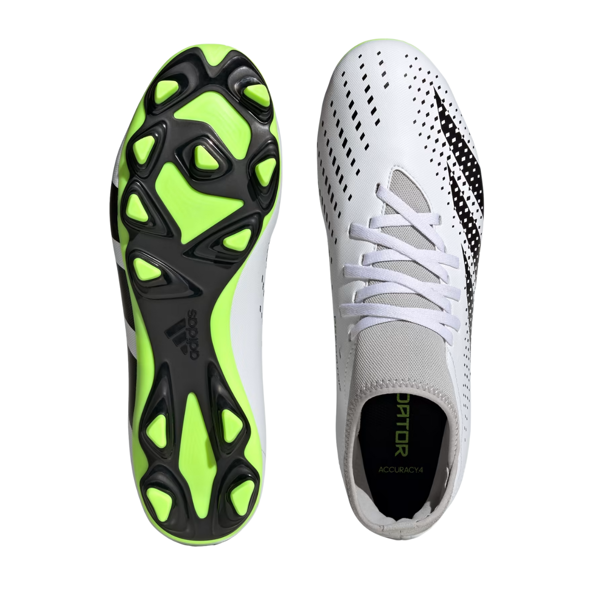 Tenis Adidas Predator Accuracy.4 S FxG Para Futbol - GZ0016 Blanco/Negro/Verde