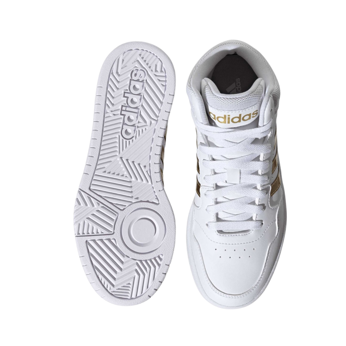 Tenis Adidas  Hoops 3.0 Mid- HP7958 Blanco/Dorado