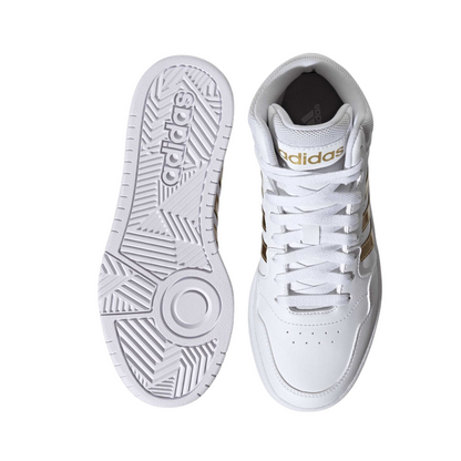 Tenis Adidas  Hoops 3.0 Mid- HP7958 Blanco/Dorado