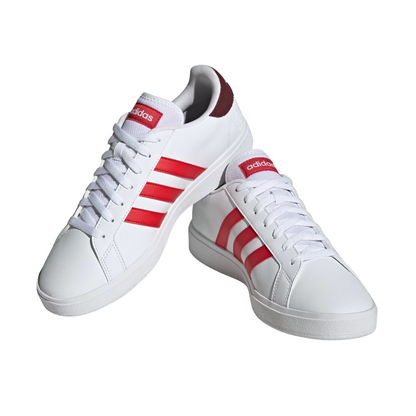 Tenis Adidas Grand Court Base 2.0 Para Hombre - ID4453 Blanco/Rojo