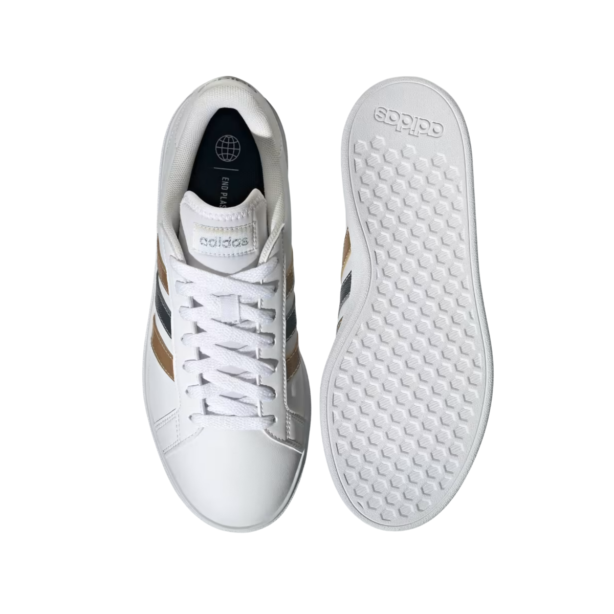 Tenis Adidas Grand Court Base 2.0 Unisex- ID1865  Blanco/Metalico