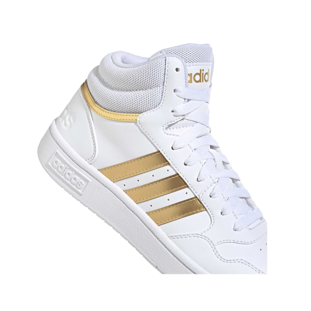 Tenis Adidas  Hoops 3.0 Mid- HP7958 Blanco/Dorado