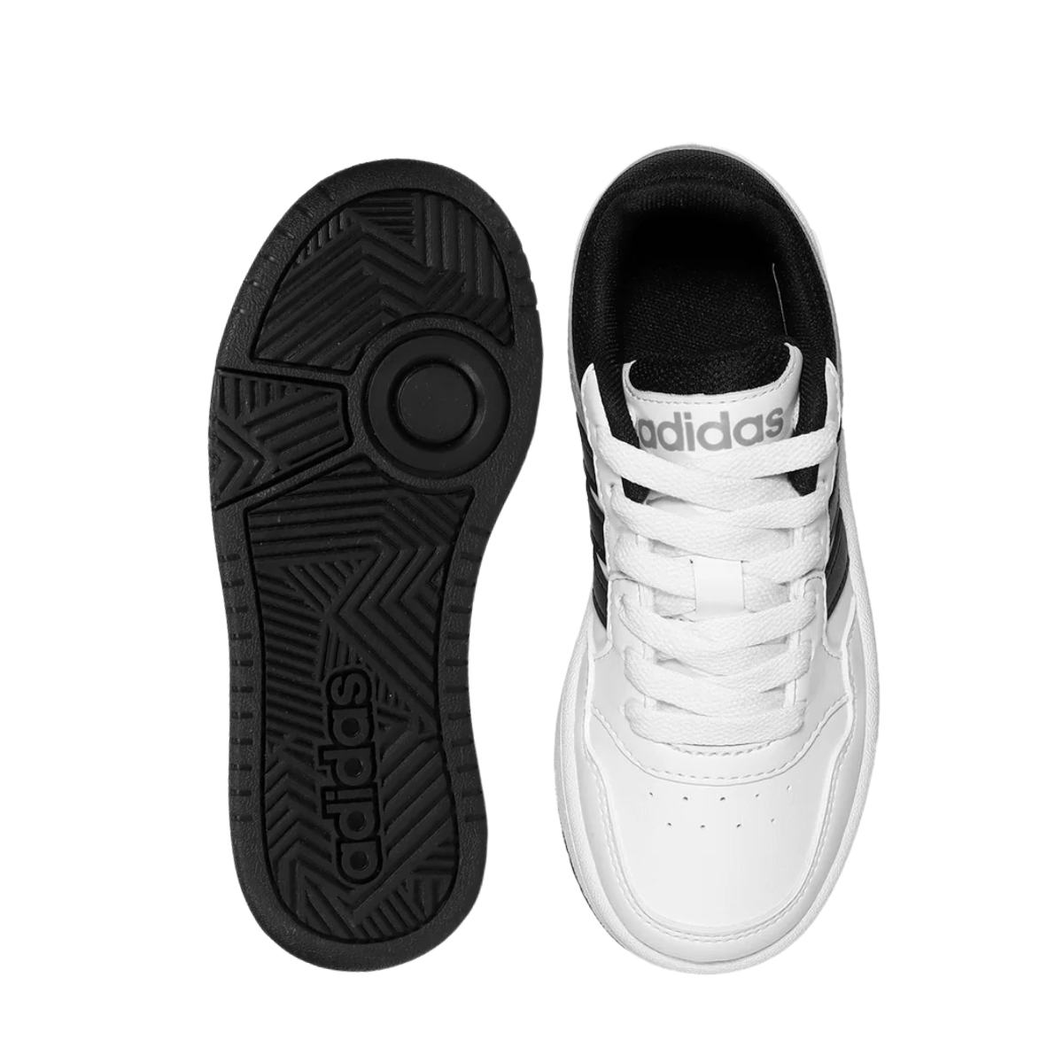 Tenis Adidas Hoops 3.0 K Unisex- IF2726  Blanco/Negro/Amarillo