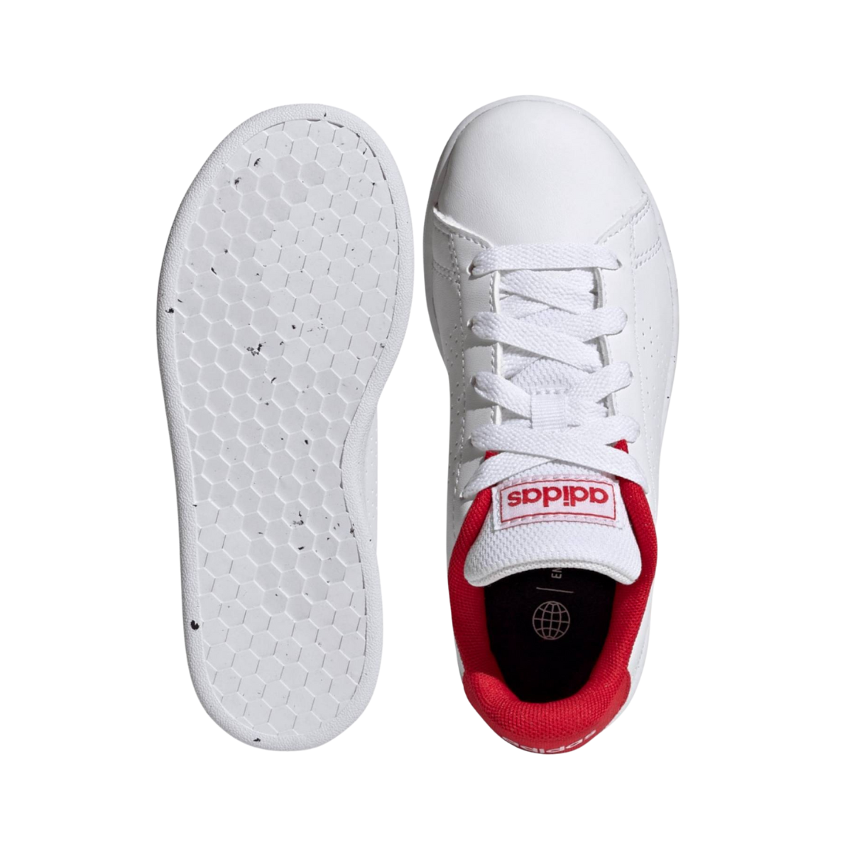 Tenis Adidas Advantage K Unisex- HO6179  Blanco/Rojo