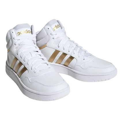 Tenis Adidas  Hoops 3.0 Mid- HP7958 Blanco/Dorado